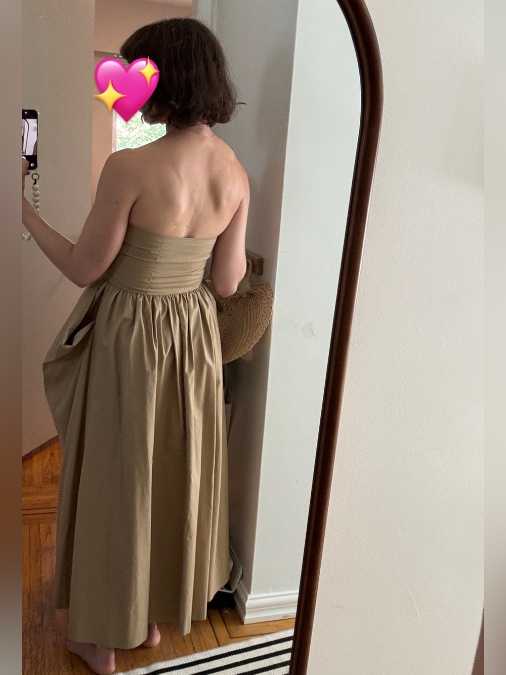 Maryam Nassir Zadeh Strapless Button-Front Maxi Dress in Khaki - Picture 3 of 3